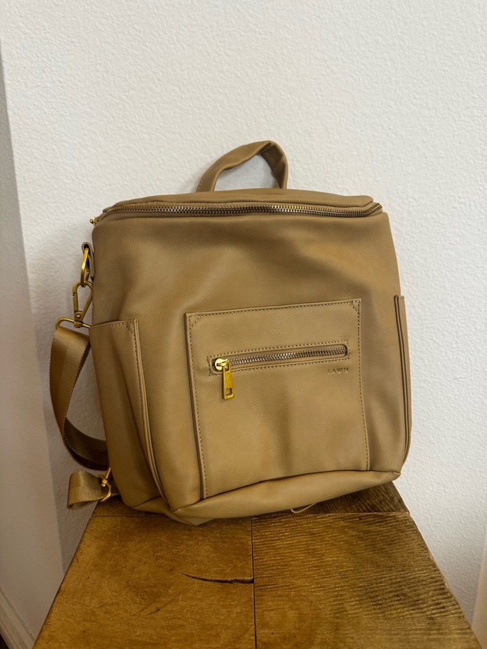 Fawn Design Convertible Leather Backpack Tote in Taupe - Picture 2 of 4